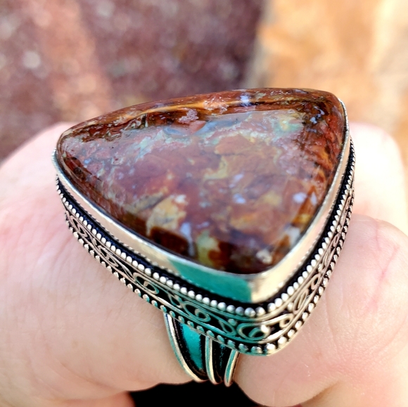 New Moroccan Seam Agate 925 Silver Ring. - Picture 9 of 16